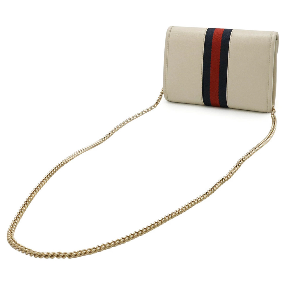 Gucci Shoulder Web Head Bag Ivory Raja Leather Tiger White Stripe Chain White